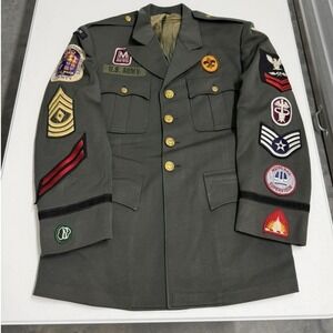 Vintage US Army Military Uniform Jacket cool patches